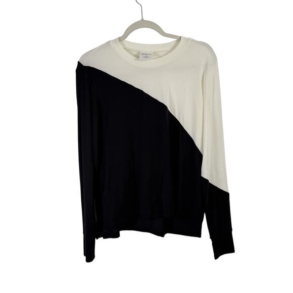 Summersalt The Shield Black White Colorblock Long Sleeve Shirt Womens Medium - Picture 1 of 5
